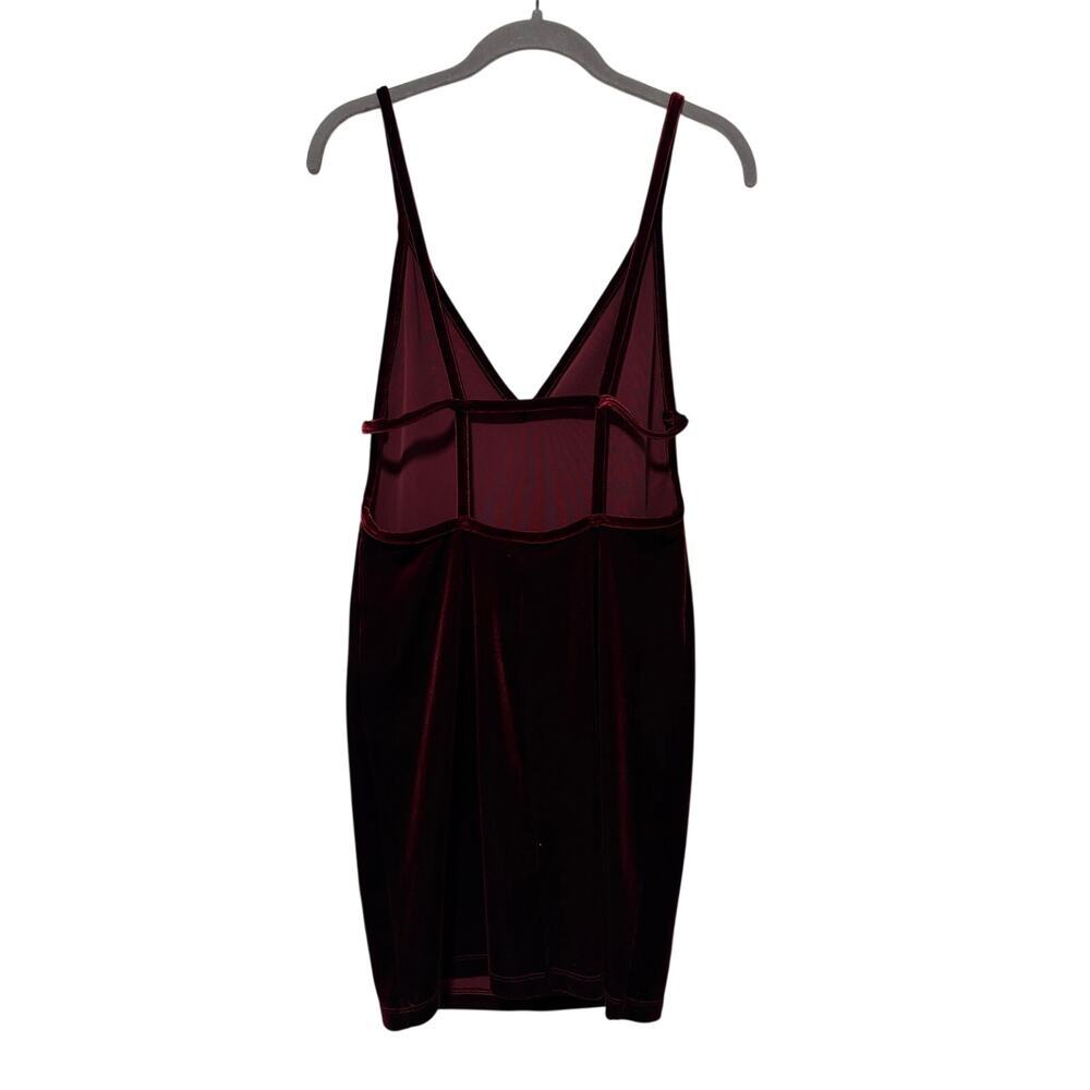 American Apparel Burgundy Velvet Bodycon Mini Dress Spaghetti Strap Size M - Picture 6 of 10